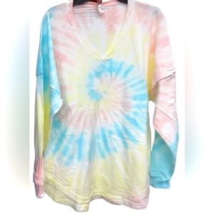XL Spirit Jersey Tye Die Pastels Long Sleeve V-neck ⭐️ New in Polybag